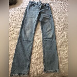 Levi 501 Blue Denim Jeans W28 L32 Button Fly Light Stonewash Lightly Worn